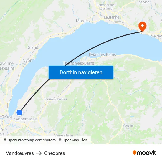 Vandœuvres to Chexbres map