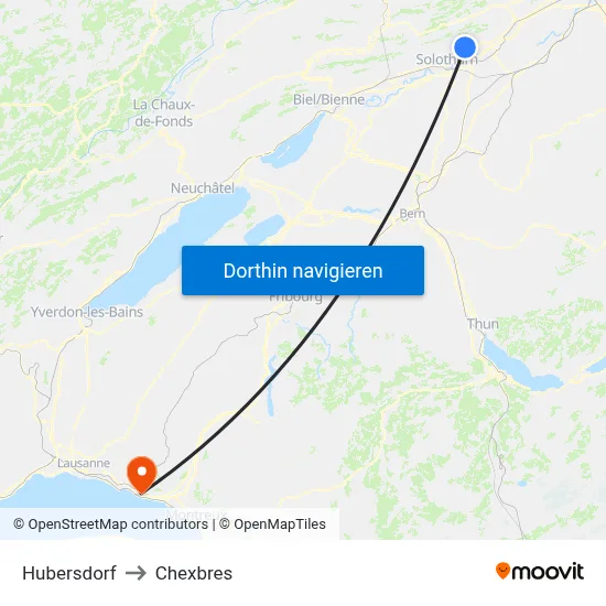 Hubersdorf to Chexbres map