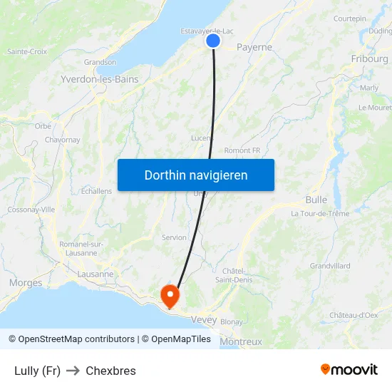 Lully (Fr) to Chexbres map