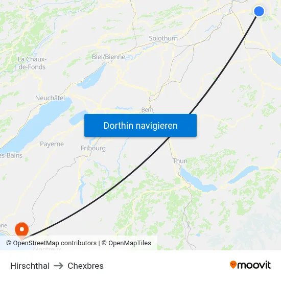 Hirschthal to Chexbres map