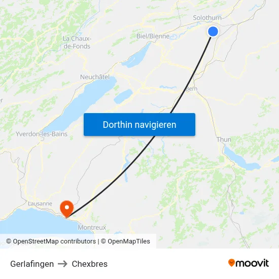 Gerlafingen to Chexbres map