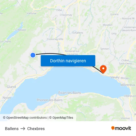 Ballens to Chexbres map