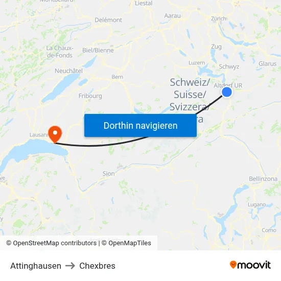 Attinghausen to Chexbres map