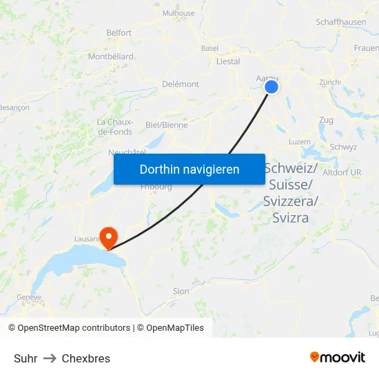 Suhr to Chexbres map