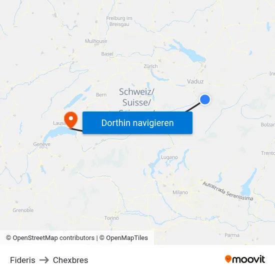 Fideris to Chexbres map