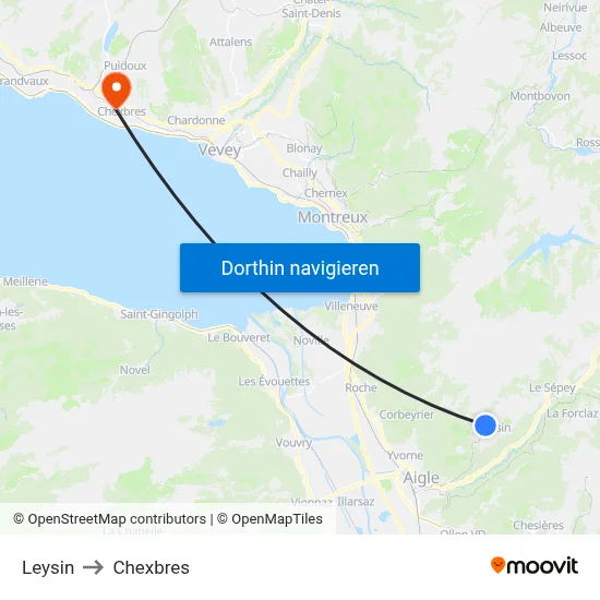 Leysin to Chexbres map