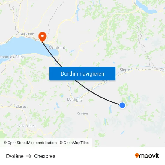 Evolène to Chexbres map