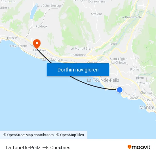 La Tour-De-Peilz to Chexbres map