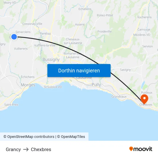 Grancy to Chexbres map