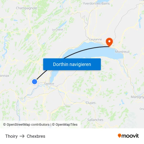 Thoiry to Chexbres map