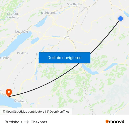 Buttisholz to Chexbres map