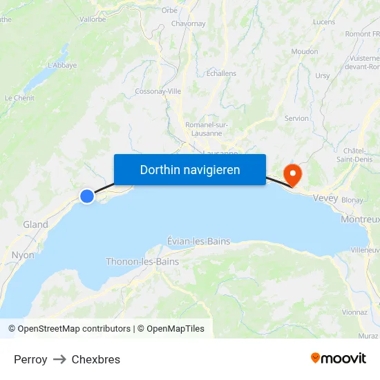 Perroy to Chexbres map