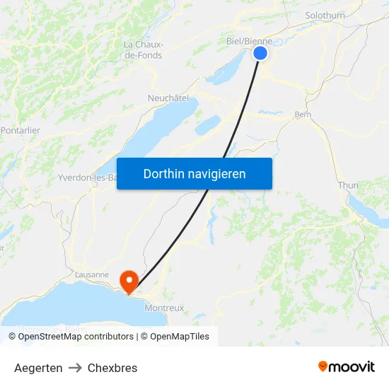 Aegerten to Chexbres map