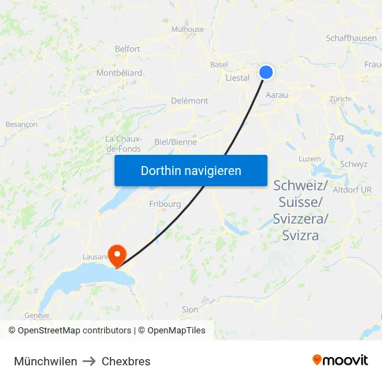 Münchwilen to Chexbres map