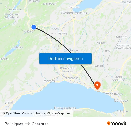 Ballaigues to Chexbres map