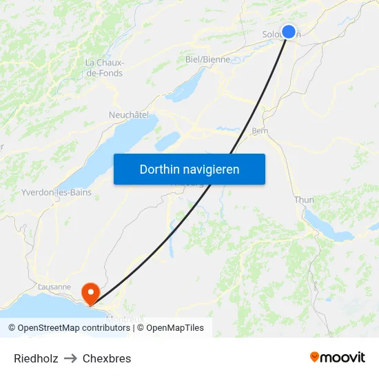 Riedholz to Chexbres map