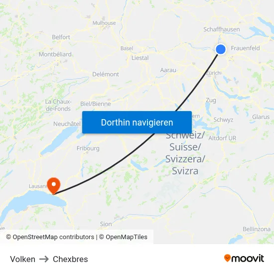 Volken to Chexbres map
