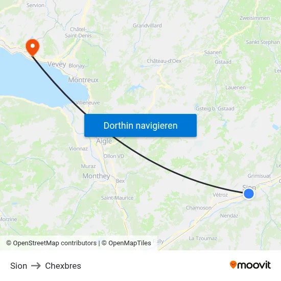 Sion to Chexbres map