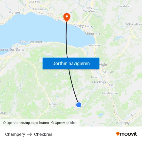 Champéry to Chexbres map