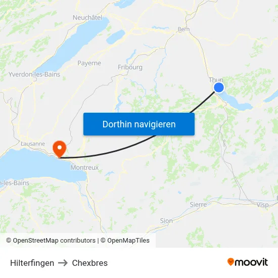 Hilterfingen to Chexbres map