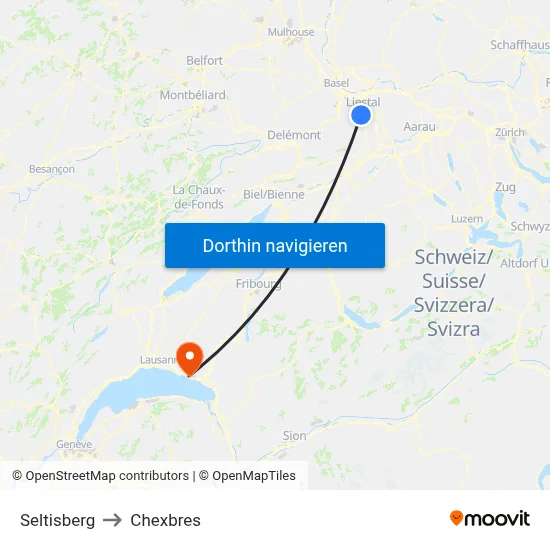 Seltisberg to Chexbres map