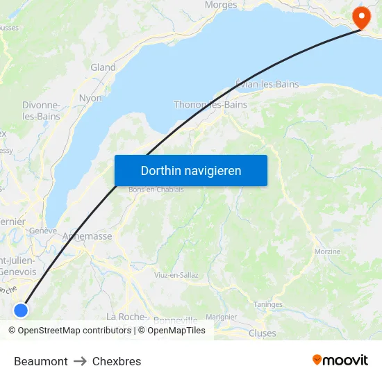 Beaumont to Chexbres map