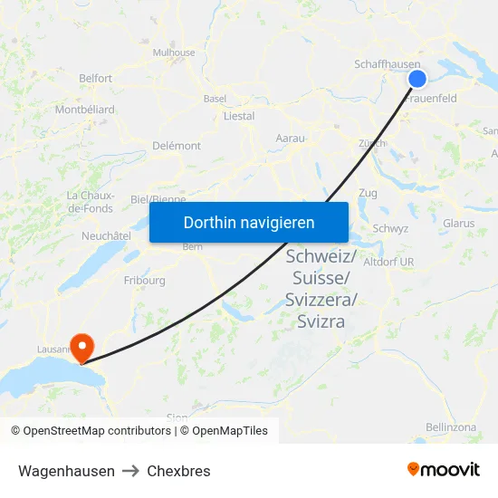 Wagenhausen to Chexbres map
