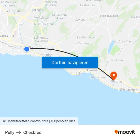 Pully to Chexbres map