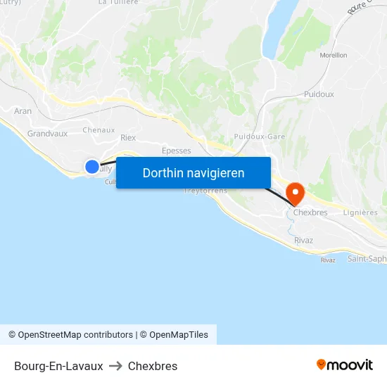 Bourg-En-Lavaux to Chexbres map