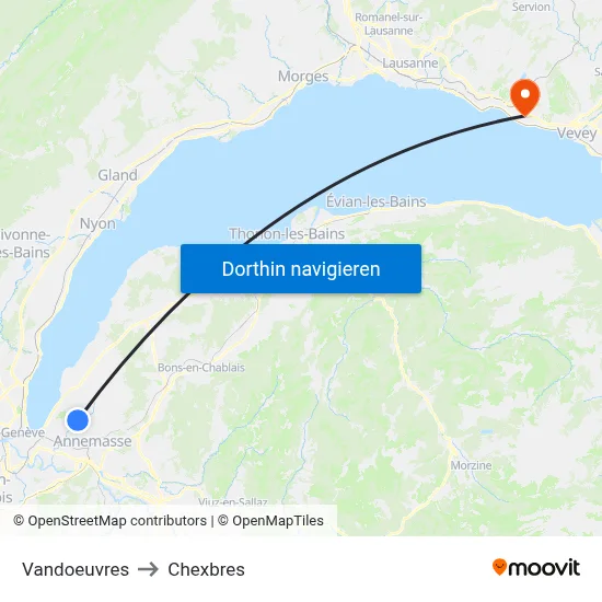 Vandoeuvres to Chexbres map
