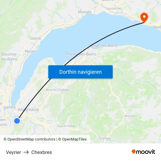 Veyrier to Chexbres map