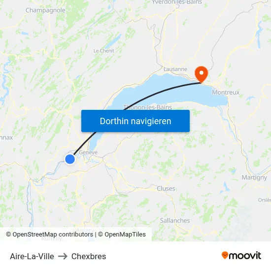 Aire-La-Ville to Chexbres map