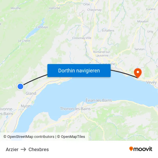 Arzier to Chexbres map