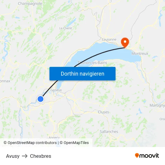 Avusy to Chexbres map