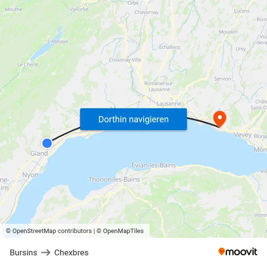 Bursins to Chexbres map