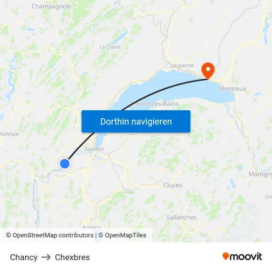 Chancy to Chexbres map