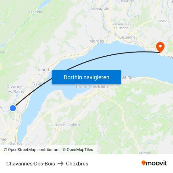 Chavannes-Des-Bois to Chexbres map