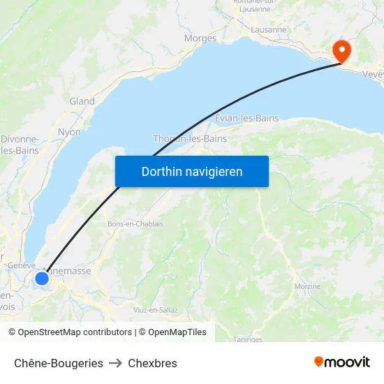 Chêne-Bougeries to Chexbres map