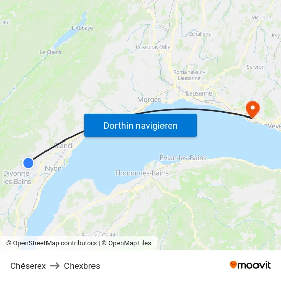 Chéserex to Chexbres map