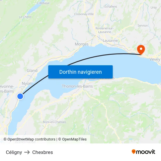 Céligny to Chexbres map