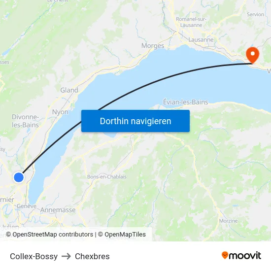 Collex-Bossy to Chexbres map