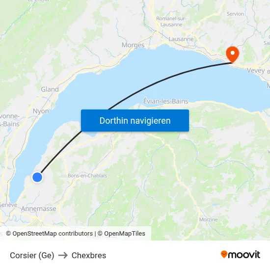 Corsier (Ge) to Chexbres map