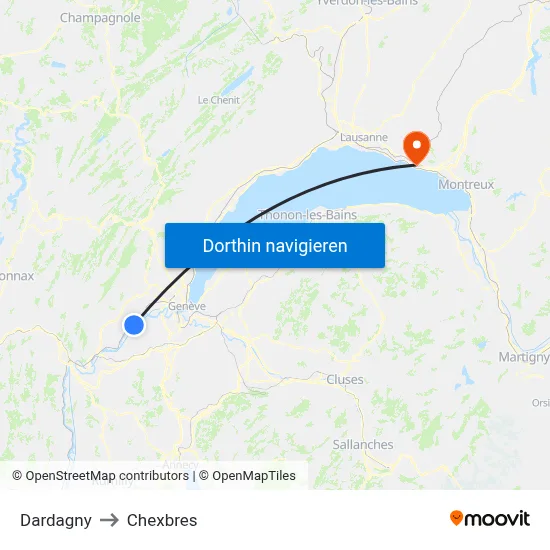 Dardagny to Chexbres map