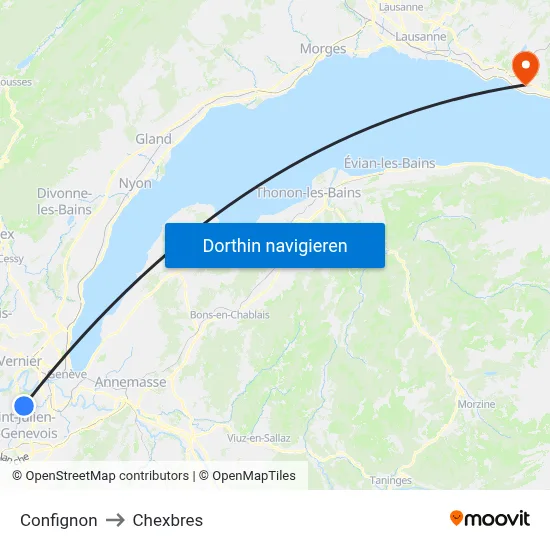 Confignon to Chexbres map