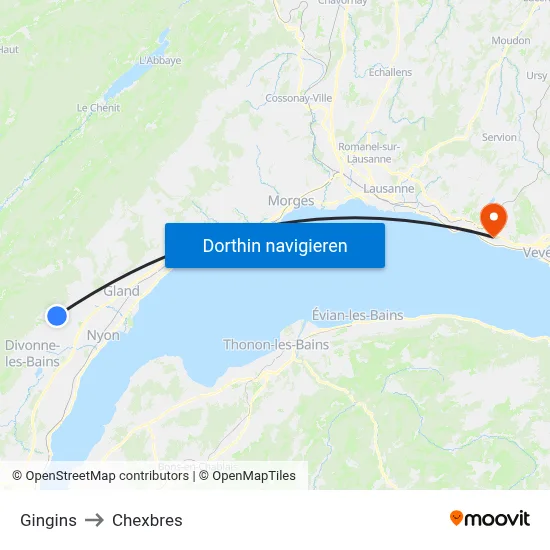Gingins to Chexbres map