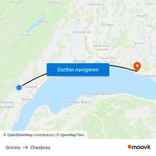 Givrins to Chexbres map
