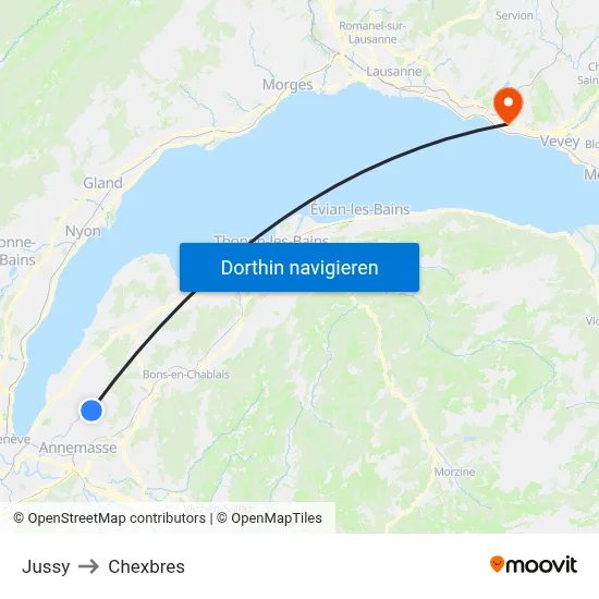 Jussy to Chexbres map