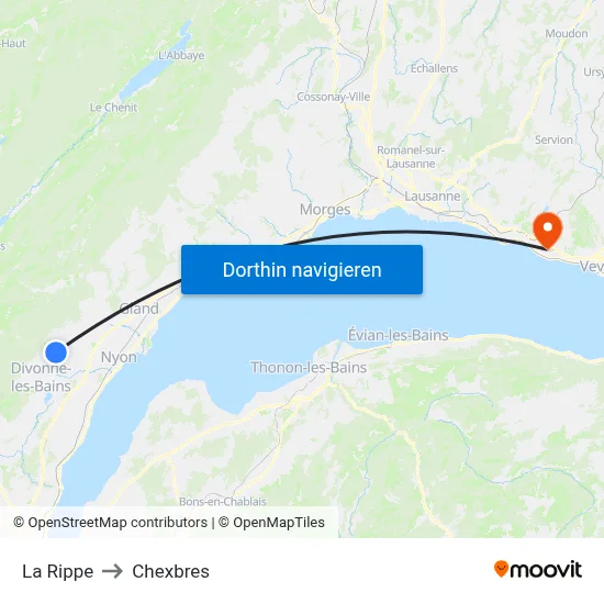 La Rippe to Chexbres map