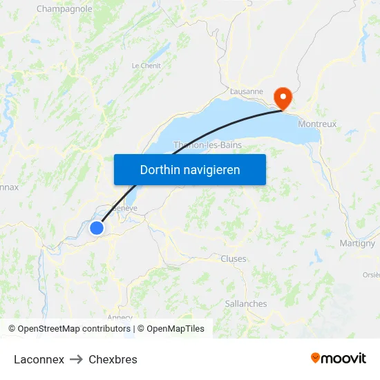 Laconnex to Chexbres map