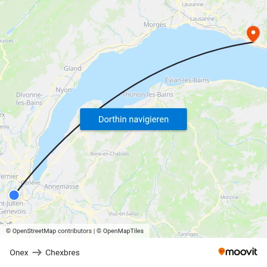 Onex to Chexbres map